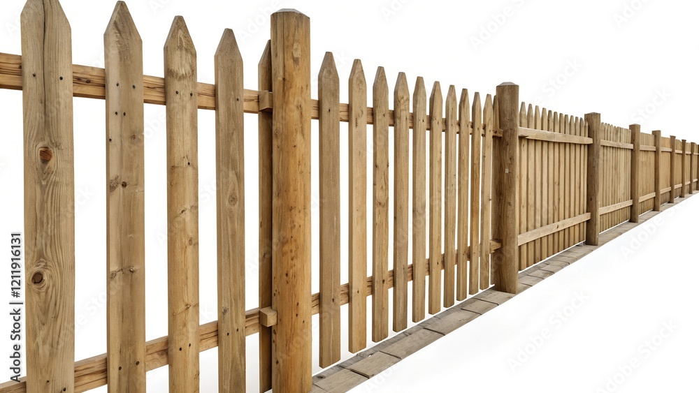 Fototapeta premium wooden fence isolated on white