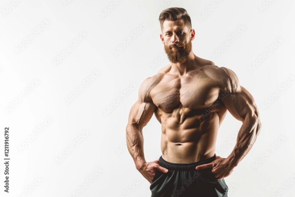 Fit man displaying muscles on white background. Fit man displaying muscles on white background.
