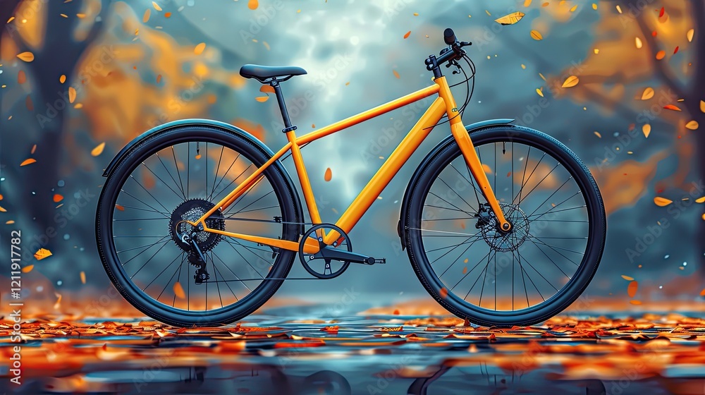 Fototapeta premium Tech magic unfolds as a 3D printer creates a fully functional bike in this flat design illustration