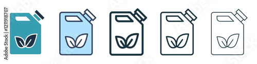 Biofuel canister icons set in black and blue colors