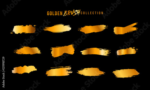 Golden Brush Gradient Collection set. The texture of a smooth metal surface. A collection of gold metallic gradients. Vector illustration