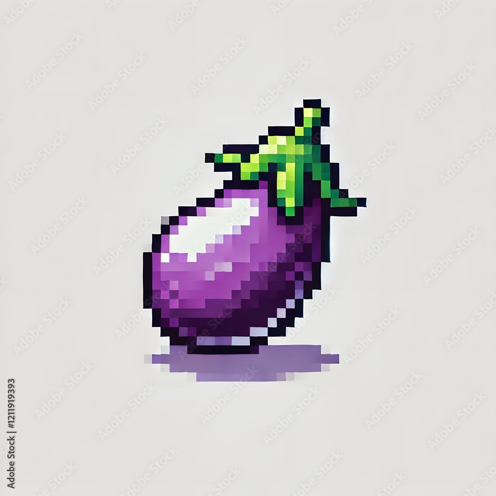 Fototapeta premium 가지, 픽셀아트, jpeg (Eggplant, pixel art, jpeg)