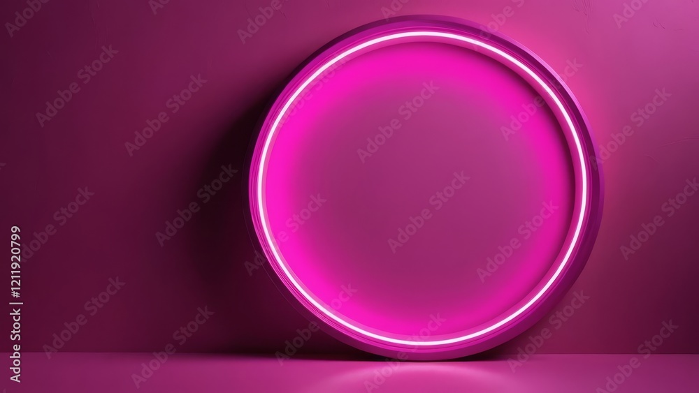 Circular pink light frame against a matching background, ideal for modern design projects Circular pink light frame against a matching background, ideal for modern design projects