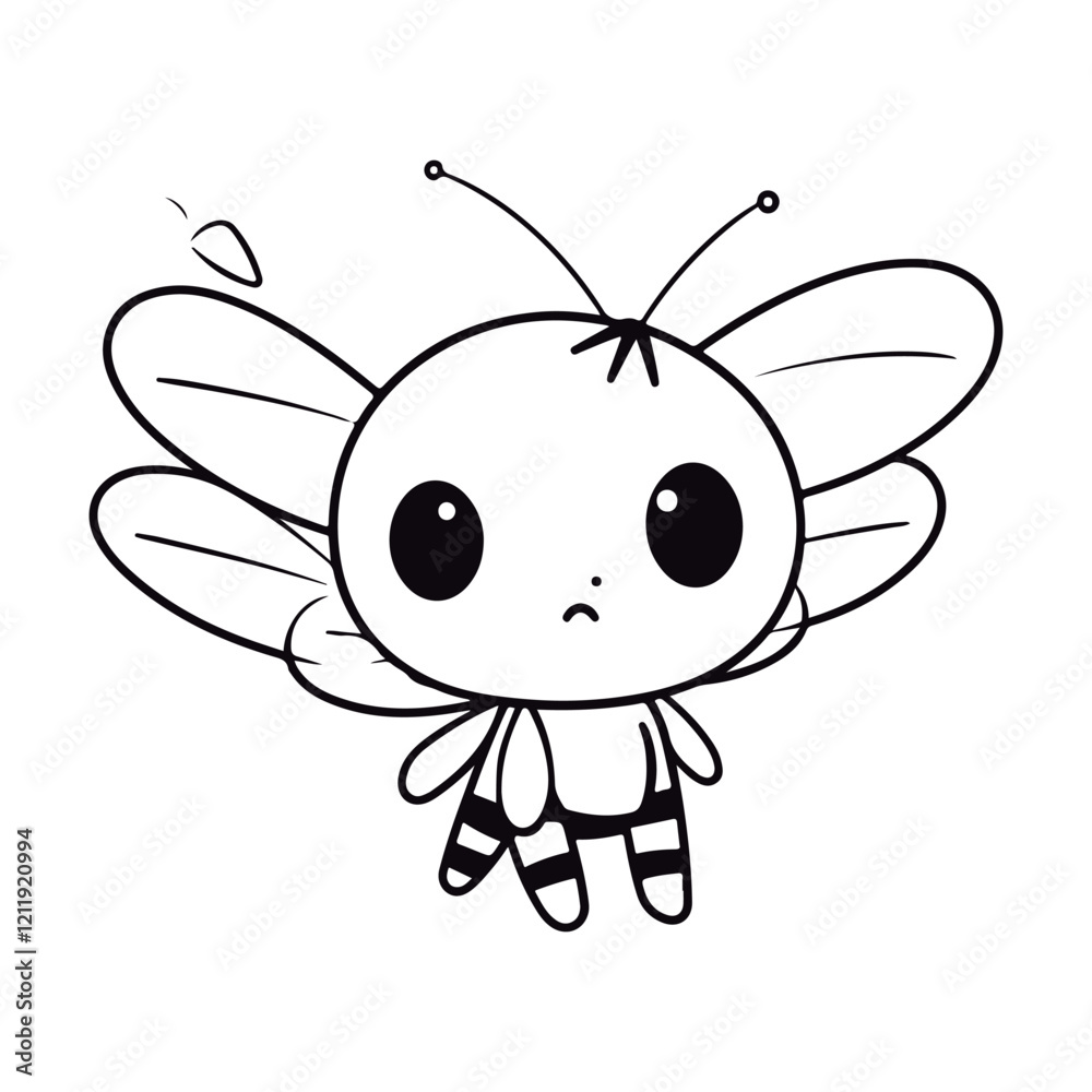 Obraz premium Cute cartoon baby Firefly Kawai illustration