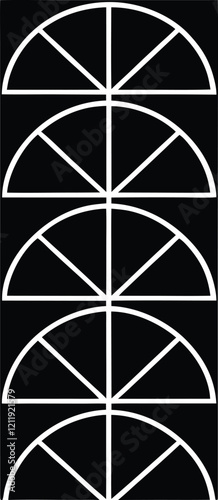 Abstract Black and White Semicircle Geometric Pattern Design