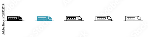 Monorail icons in solid black and white colors