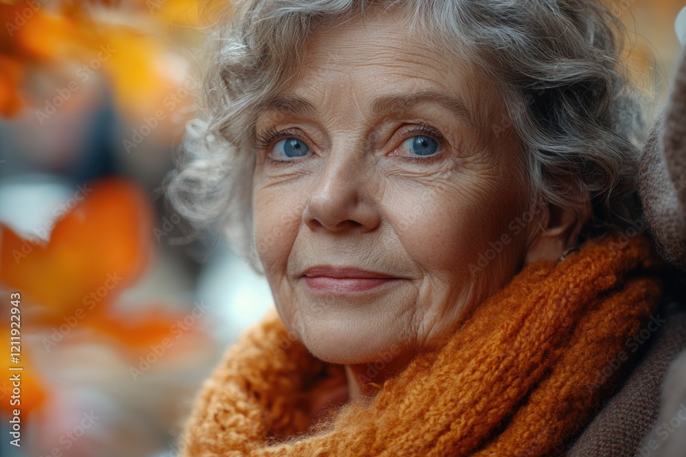 Close-up of a person wearing a scarf, perfect for portraits or accessories Close-up of a person wearing a scarf, perfect for portraits or accessories