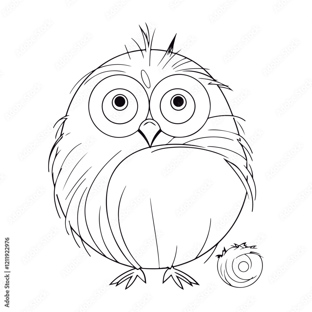 Obraz premium Cute Cartoon Penguin outlined for coloring book isolated on a white background.