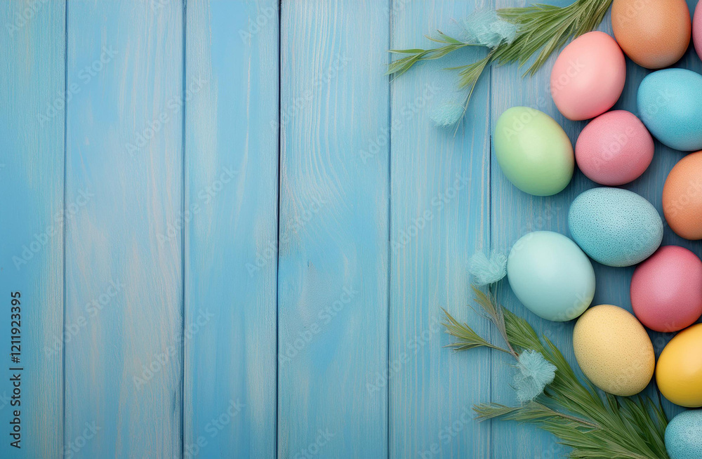 easter eggs spring flowers light pastel textured background easter eggs spring flowers light pastel textured background