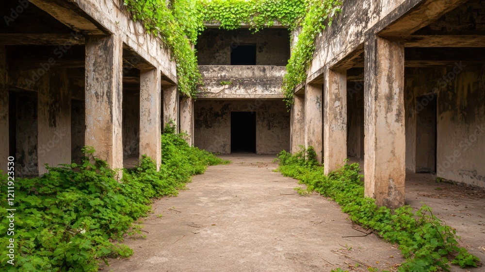 Overgrown Ruins Nature Reclaiming Abandoned Structure Overgrown Ruins Nature Reclaiming Abandoned Structure
