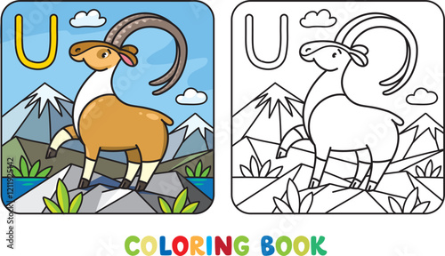 Funny urial. Animals coloring book for kids