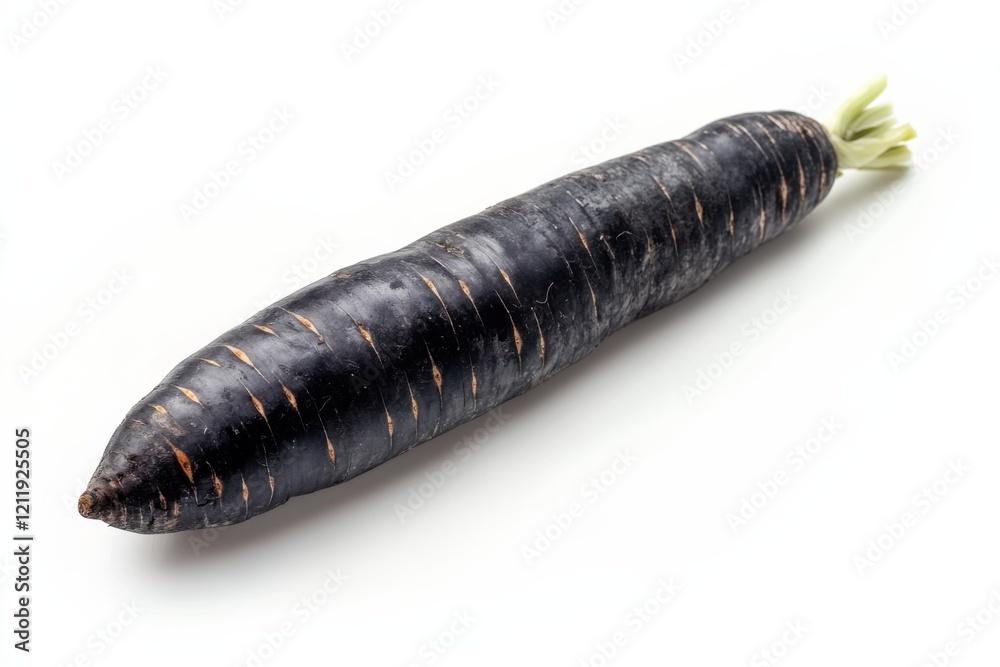 Fresh black nebula carrot whole on white plain isolated, healthy vegetable concept Fresh black nebula carrot whole on white plain isolated, healthy vegetable concept