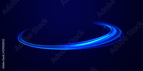 Creative vector illustration of flying cosmic meteor, planetoid, comet, fireball isolated on transparent background. Effect, png, wave,neon,line. Light arc in neon colors, in the form of a turn.