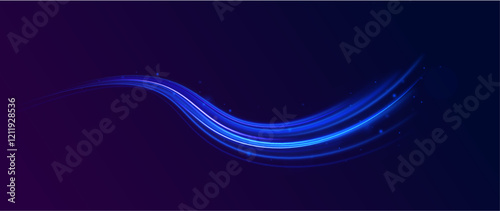  Light arc in neon colors, in the form of a turn. Creative vector illustration of flying cosmic meteor, planetoid, comet, fireball isolated on transparent background. Effect, png, wave,neon,line.