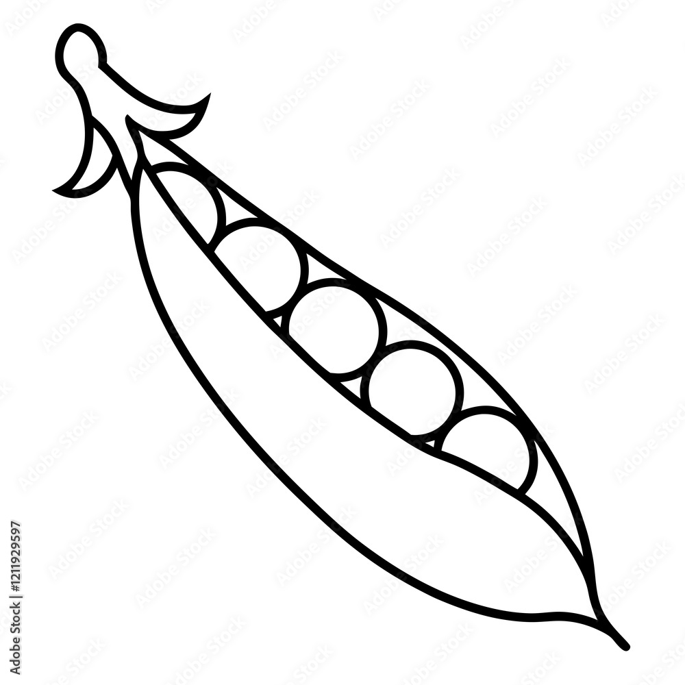 Peas Pod One-Line Vector Artwork Peas Pod One-Line Vector Artwork