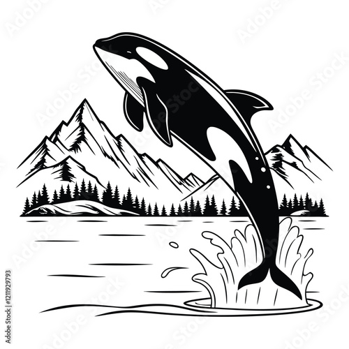 Orca Whale Clipart Vector Illustration for Killer Whale Art
