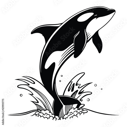 Orca Whale Clipart Design with Killer Whale Vector Illustration

