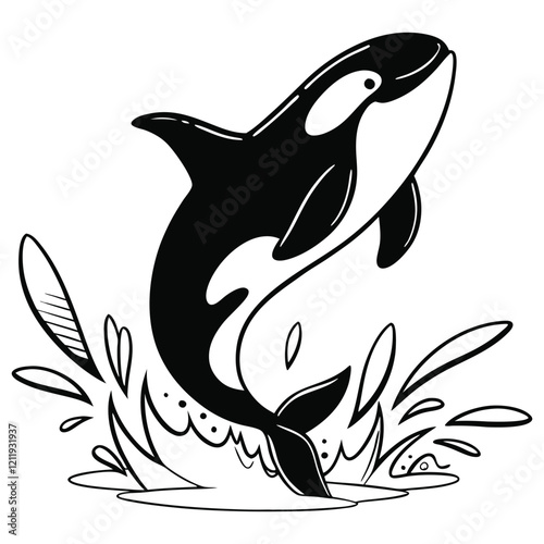Orca Whale Clipart Design with Killer Whale Vector Illustration
