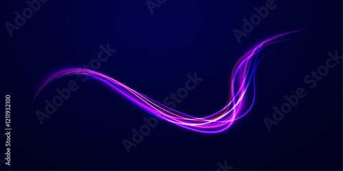 Magic moving fast speed lines. Blurred car light motion effect, city road background with long exposure night lights. Png,  ray, abstract, energy, pack, effect. Acceleration speed motion on night road