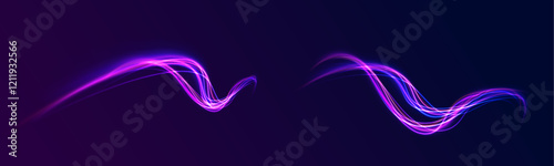 Abstract fire flare trace lens flares acceleration speed motion on night road. Acceleration speed motion on night road. Colorful Light Trails, Long Time Exposure Motion Blur Effect. 