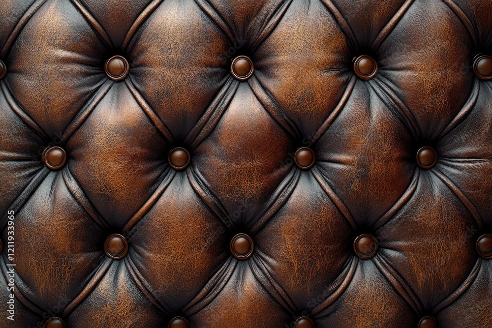 Fototapeta premium A close-up shot of brown leather upholstery, perfect for showcasing details or adding texture to designs