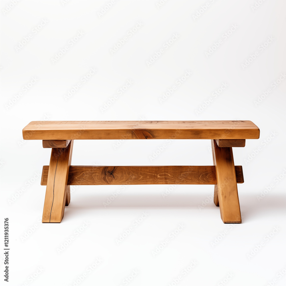 Rustic Wooden Bench Simple Design Light Wood Studio Shot Rustic Wooden Bench Simple Design Light Wood Studio Shot