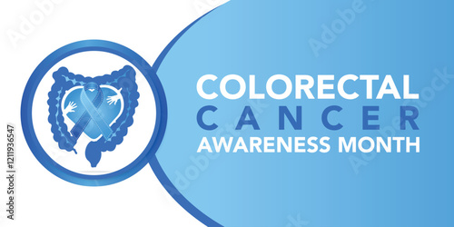 Vector illustration on the theme of Colorectal Cancer awareness month. It is a type of cancer that begins in the large intestine. The colon is the final part of the digestive tract.