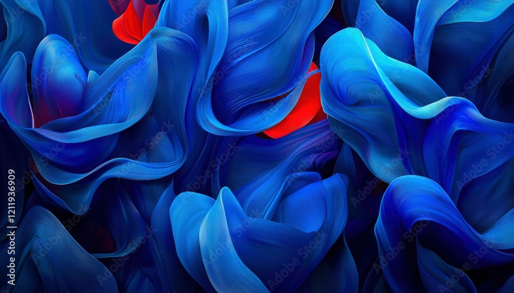 Obraz premium Abstract Blue and Red Fabric Wave Design