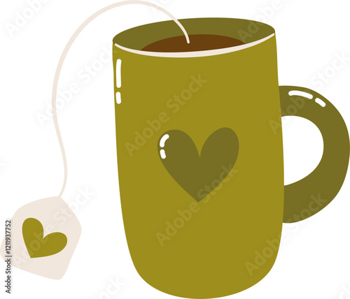 Cute cup of tea autumn doodle clip art
