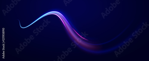 Vector glowing lines air flow effect. Speed connection background. Expressway, car headlight effect. Speed connection vector background. Png, line, blur, beam, ray, abstract, energy, pack, effect.