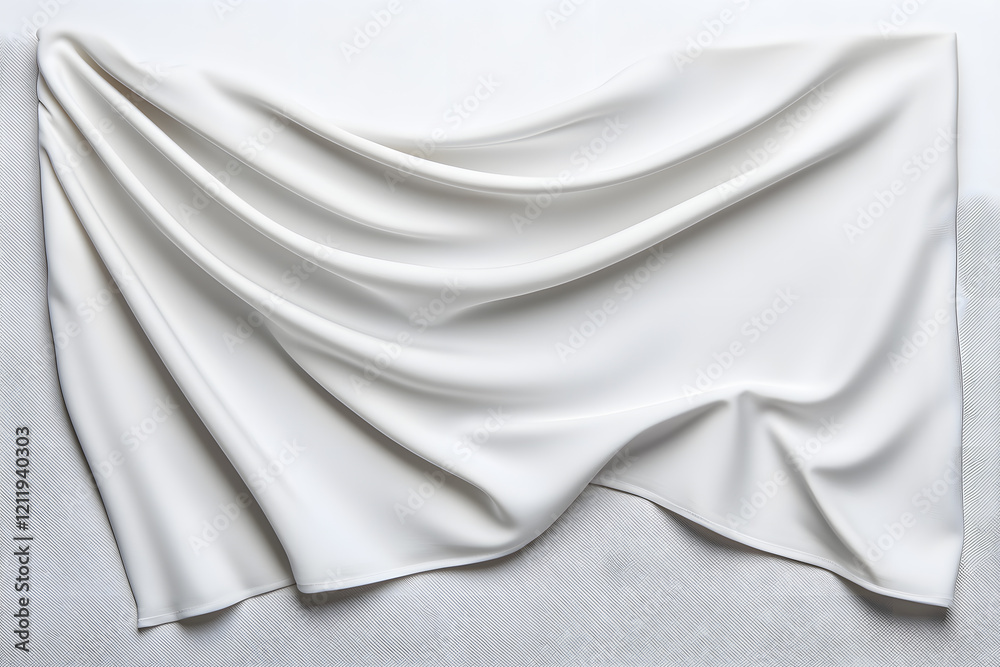 Fototapeta premium Elegant white Silk Fabric or Satin Texture Luxury Drapery or Clothing Material 3D Render isolated on white