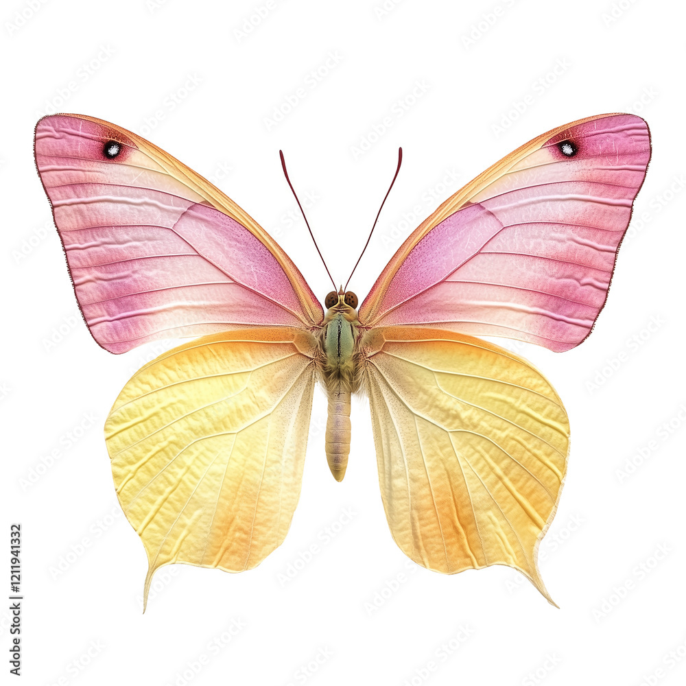 Fototapeta premium Fluro Color Butterfly Isolated on Transparent Background