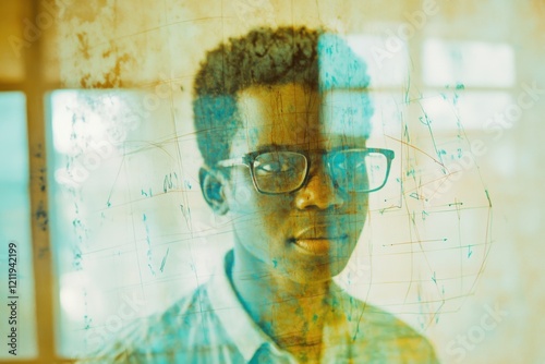 Wallpaper Mural Abstract Representation of a Teacher Amidst Educational Diagrams and Geometric Patterns, Blending Soft Pastel Tones for an Artistically Engaging Visual Experience Torontodigital.ca