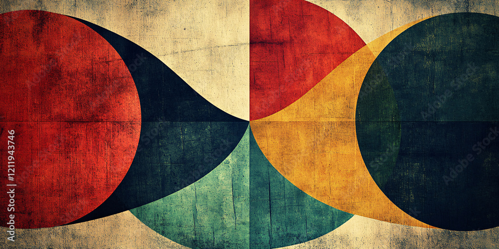 Retro abstract art featuring overlapping circles in a vintage color palette. Retro abstract art featuring overlapping circles in a vintage color palette.