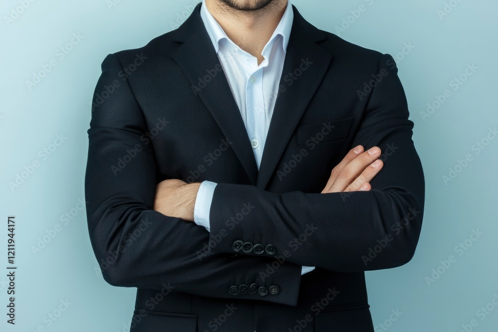 Man in Suit with Arms Crossed Confidently Posing Man in Suit with Arms Crossed Confidently Posing
