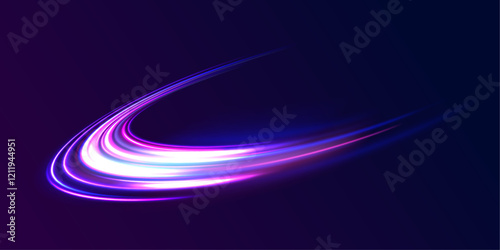 Colorful Light Trails, Long Time Exposure Motion Blur Effect. Abstract fire flare trace lens flares acceleration speed motion on night road. Acceleration speed motion on night road.