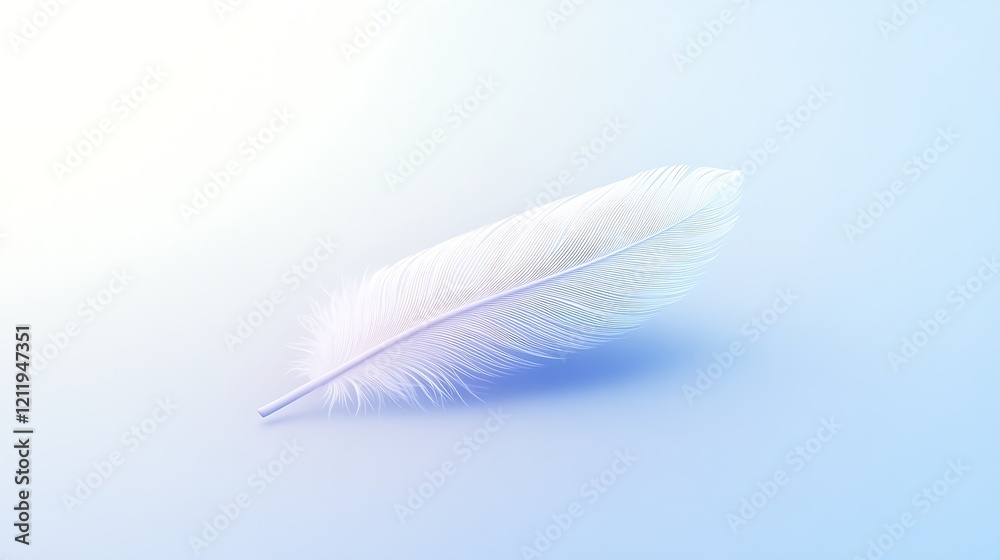 Naklejka premium Minimalist White Feather Symbol with Curved Lines