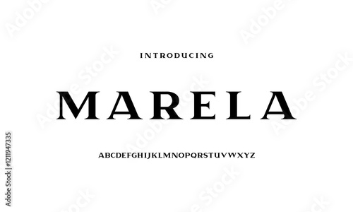 Serif typography font vector. Modern classic clean regular character set. Creative alphabet simple typeface. Digital letter type style. Logo art banner poster flyer billboard text graphic design