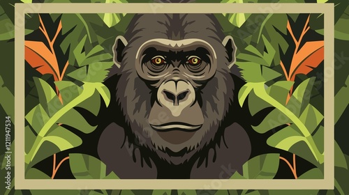 Gorilla Head Animal Icon Flat Vector Illustration photo