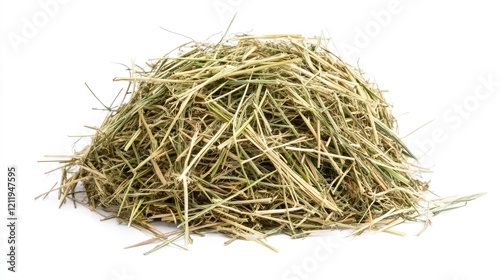 Timothy Hay Pile for Small Pet Nutrition on Clean White Background photo