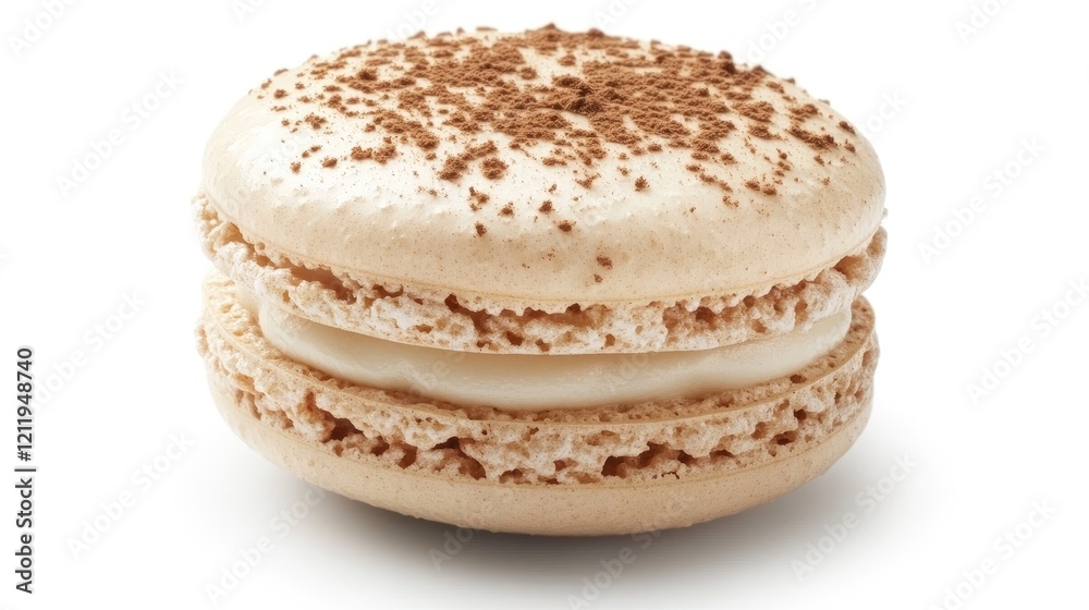 Delicious macaroon dessert on a clean white background showcasing its delicate texture and creamy filling Delicious macaroon dessert on a clean white background showcasing its delicate texture and creamy filling