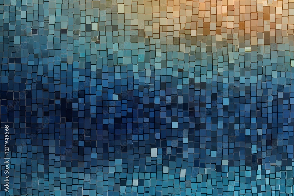 Ombre blue mosaic patterned background illustration Generative AI Ombre blue mosaic patterned background illustration Generative AI
