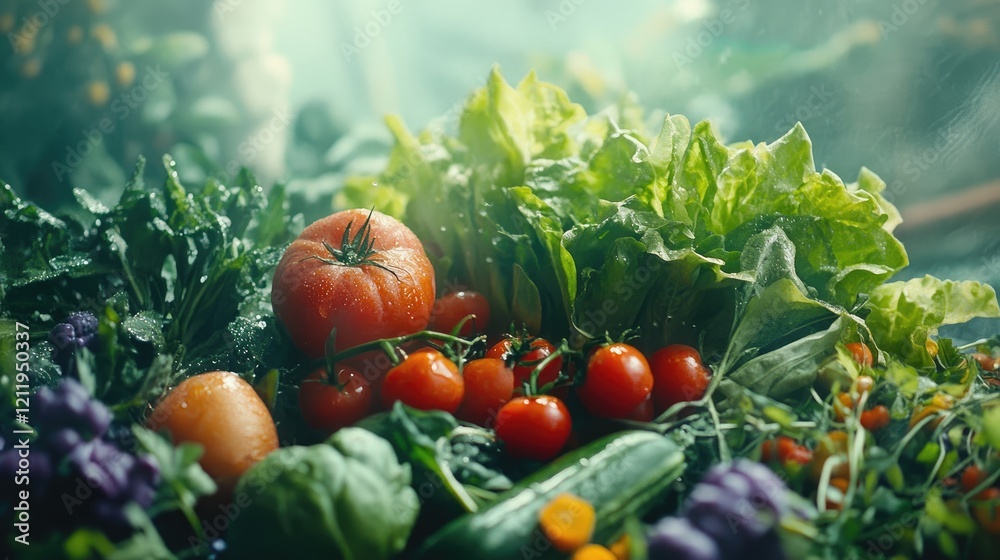 Fresh vibrant vegetables arranged in a salad showcasing an array of colors and textures for healthy meal preparation.