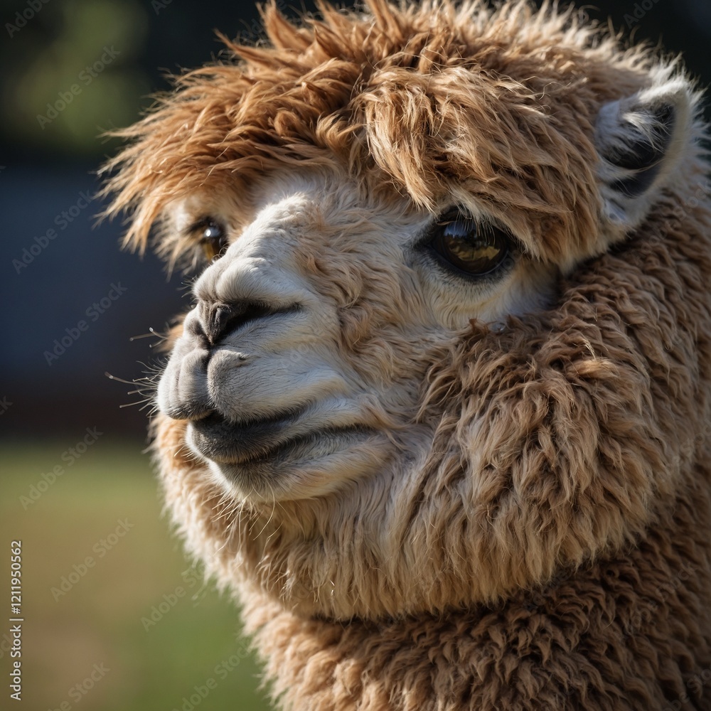 Fototapeta premium Alpaca Sniffing a Curious Camera Lens
