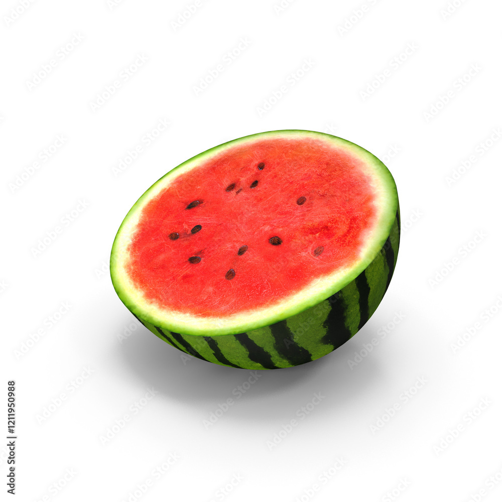 Watermelon slice isolated on white background, Realistic juicy 3D PNG watermelon half slice, Ripe fresh sliced watermelon pieces arranged, brighter vibrant red colors, Watermelon slice isolated on white background, Realistic juicy 3D PNG watermelon half slice, Ripe fresh sliced watermelon pieces arranged, brighter vibrant red colors,