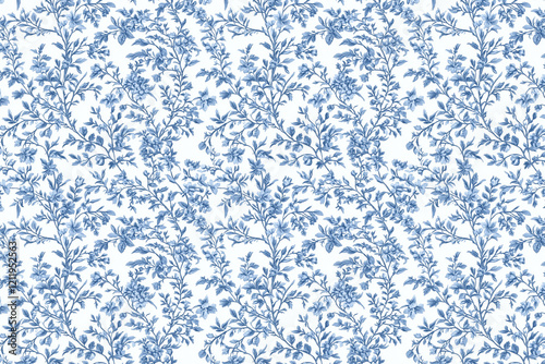 Floral Toile Tapestry Pattern. Vintage botanical wallpaper pattern. Background image. Created with Generative AI technology