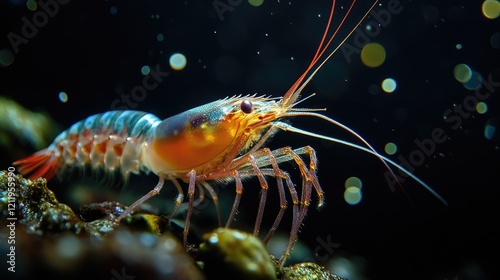 Wallpaper Mural vibrant close-up of a prawn showcasing detailed textures and colors in an aquatic environment with soft bokeh background effects Torontodigital.ca