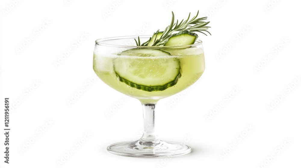 Refreshing cucumber rosemary lemonade in elegant glass on white background perfect for summer refreshments or outdoor gatherings Refreshing cucumber rosemary lemonade in elegant glass on white background perfect for summer refreshments or outdoor gatherings