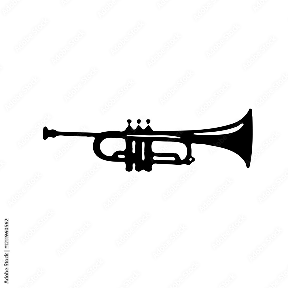 Naklejka premium Black Trumpet Musical Instrument