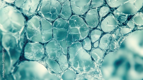 Microscopic view of lymphoma cells showing intricate cellular structures and patterns in a tissue sample for medical research and education